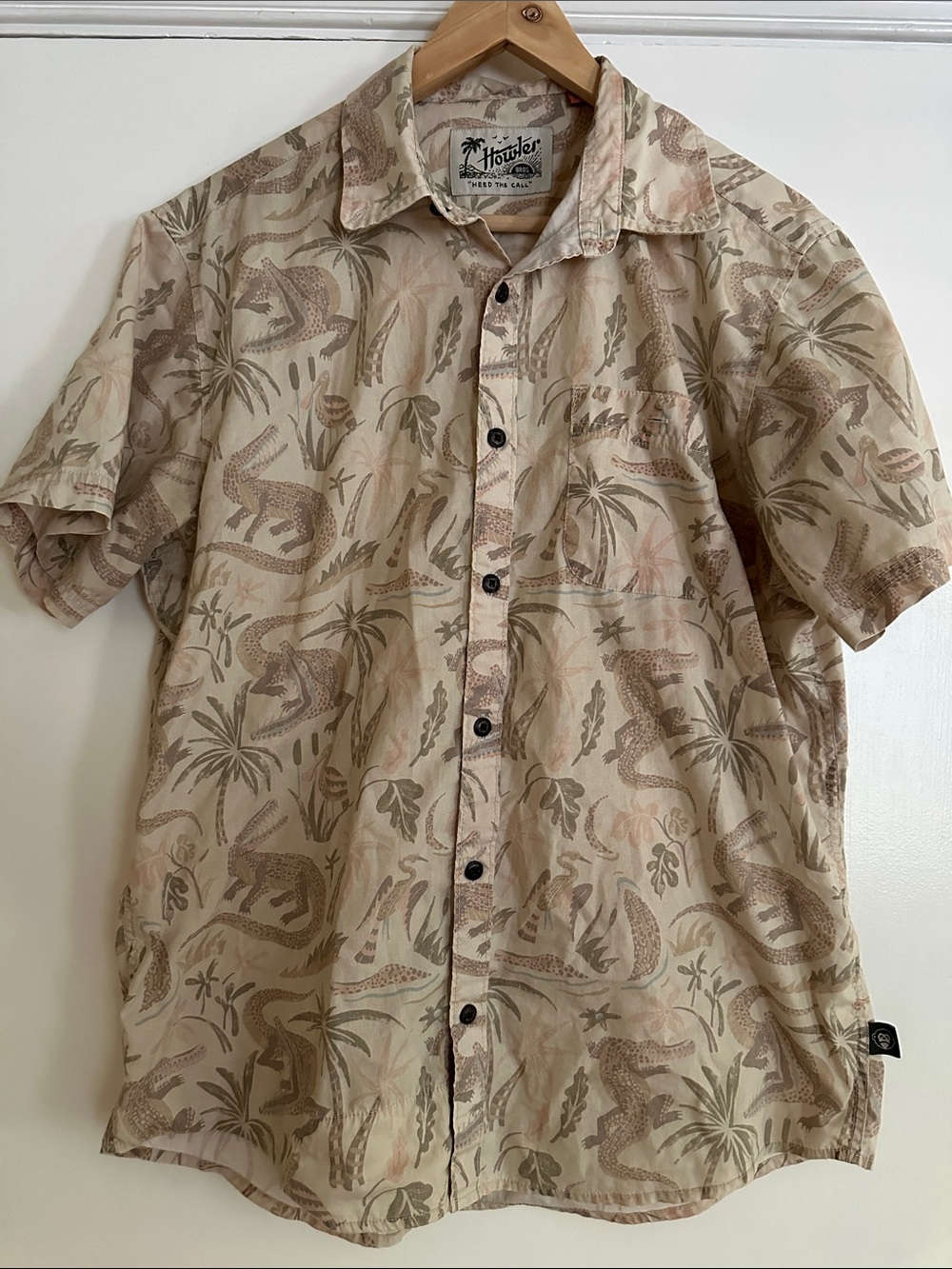 Howler Brothers Beige Tropical Animal Print Short Sleeve Shirt